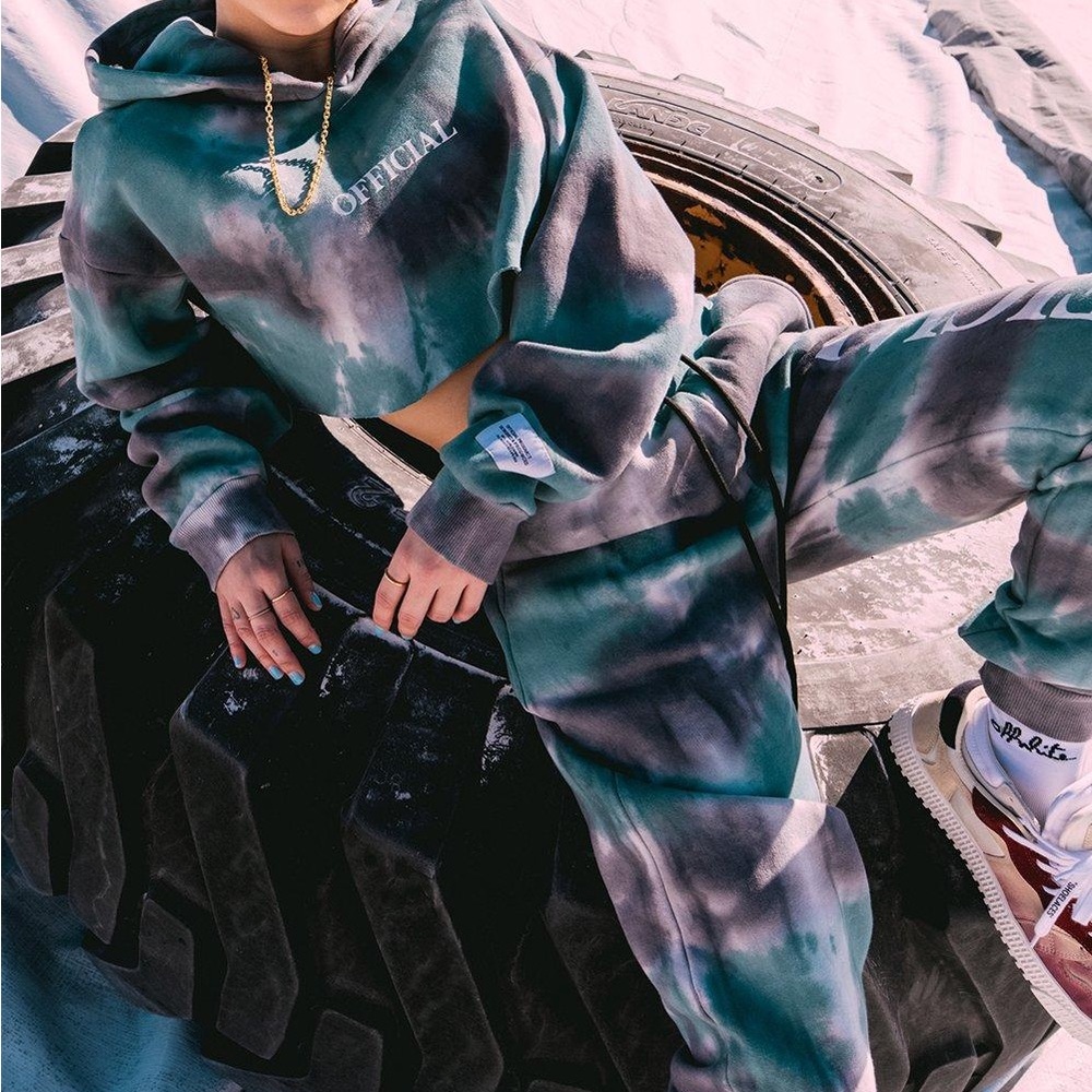 Tie Dye Official Hood Print Cropped Tracksuit